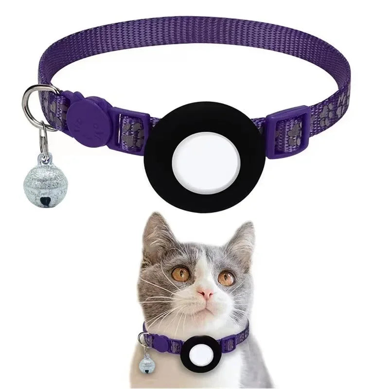 Reflective Apple AirTag Dog Collar; Adjustable Heavy Duty Anti-Loss Safety Collar