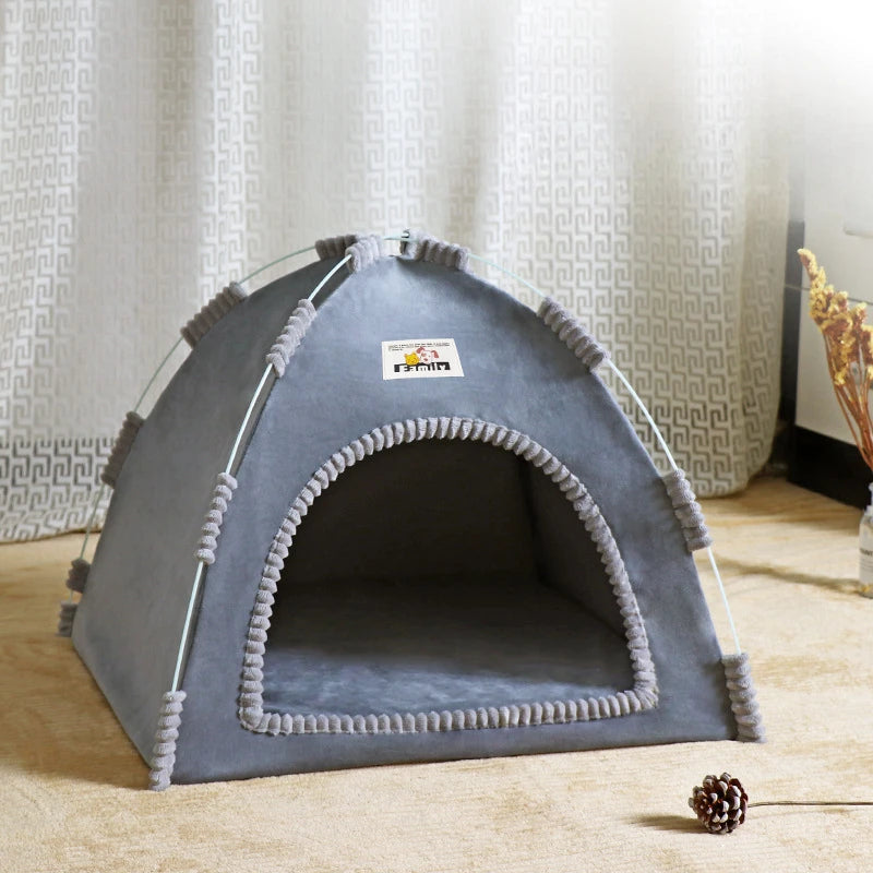 Foldable Pet Tent Bed; Portable Indoor Teepee House for Cats & Small Dogs