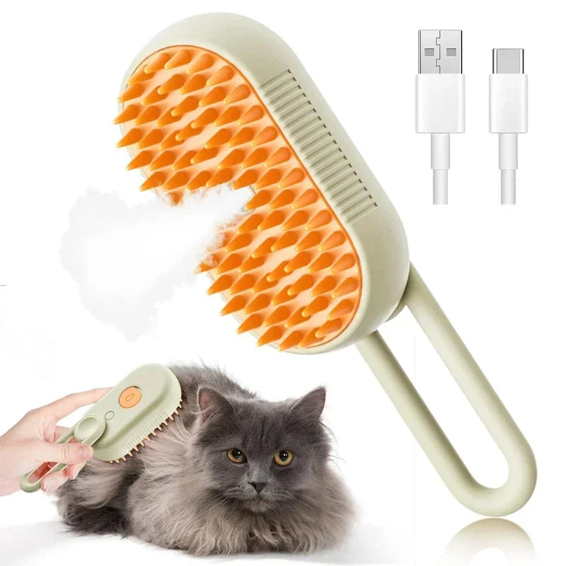 Pet Grooming Mist Comb; 3-in-1 Electric Shedding Slicker Brush for Cats & Dogs