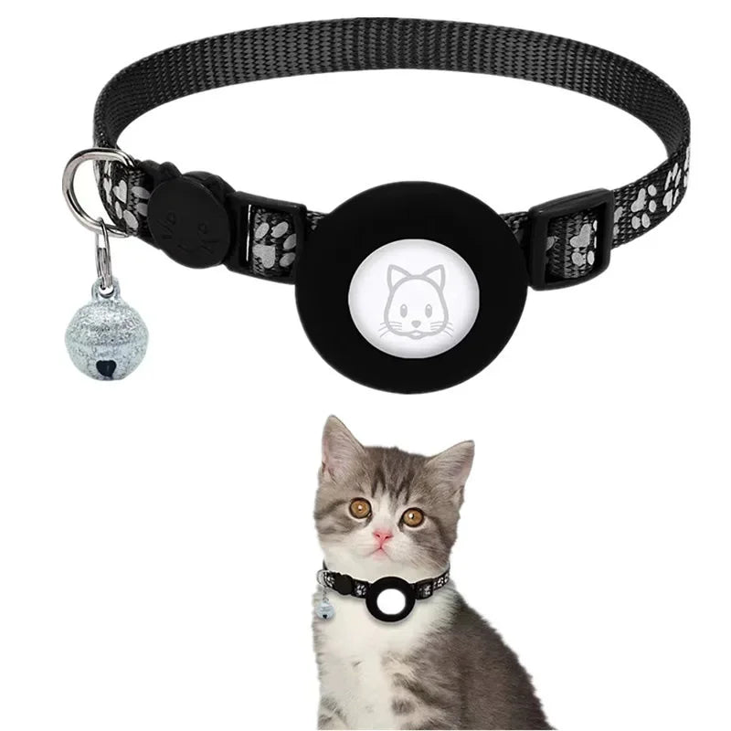 Reflective Apple AirTag Dog Collar; Adjustable Heavy Duty Anti-Loss Safety Collar