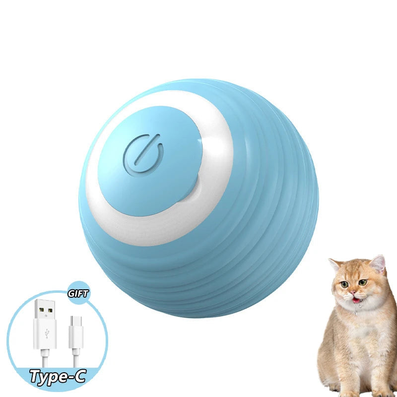 Smart Interactive Ball Toy; Automatic Self-Rolling Enrichment Toy for Bored Dogs & Cats
