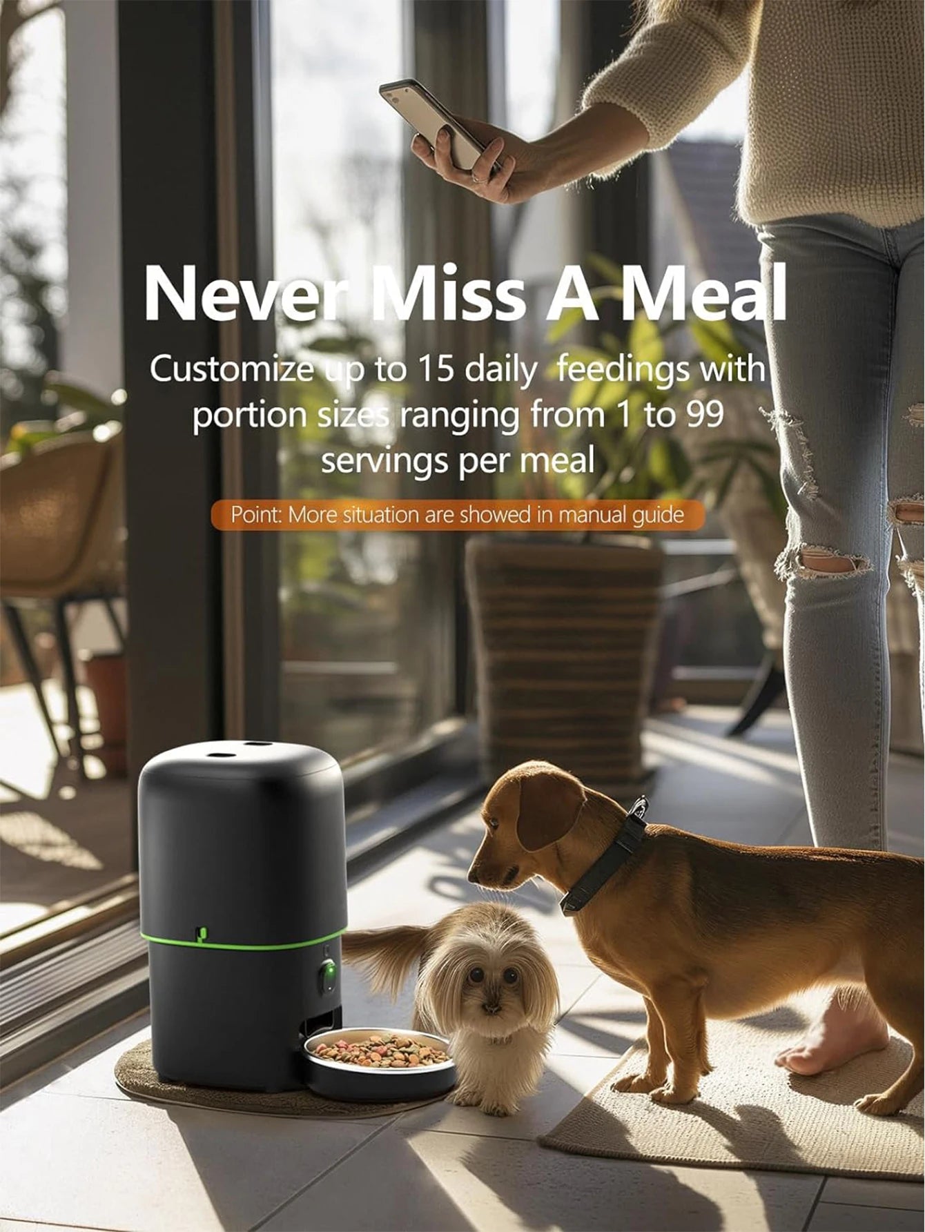 Smart Automatic Pet Feeder with 1080p Video Camera;WiFi Two-Way Audio Dispenser