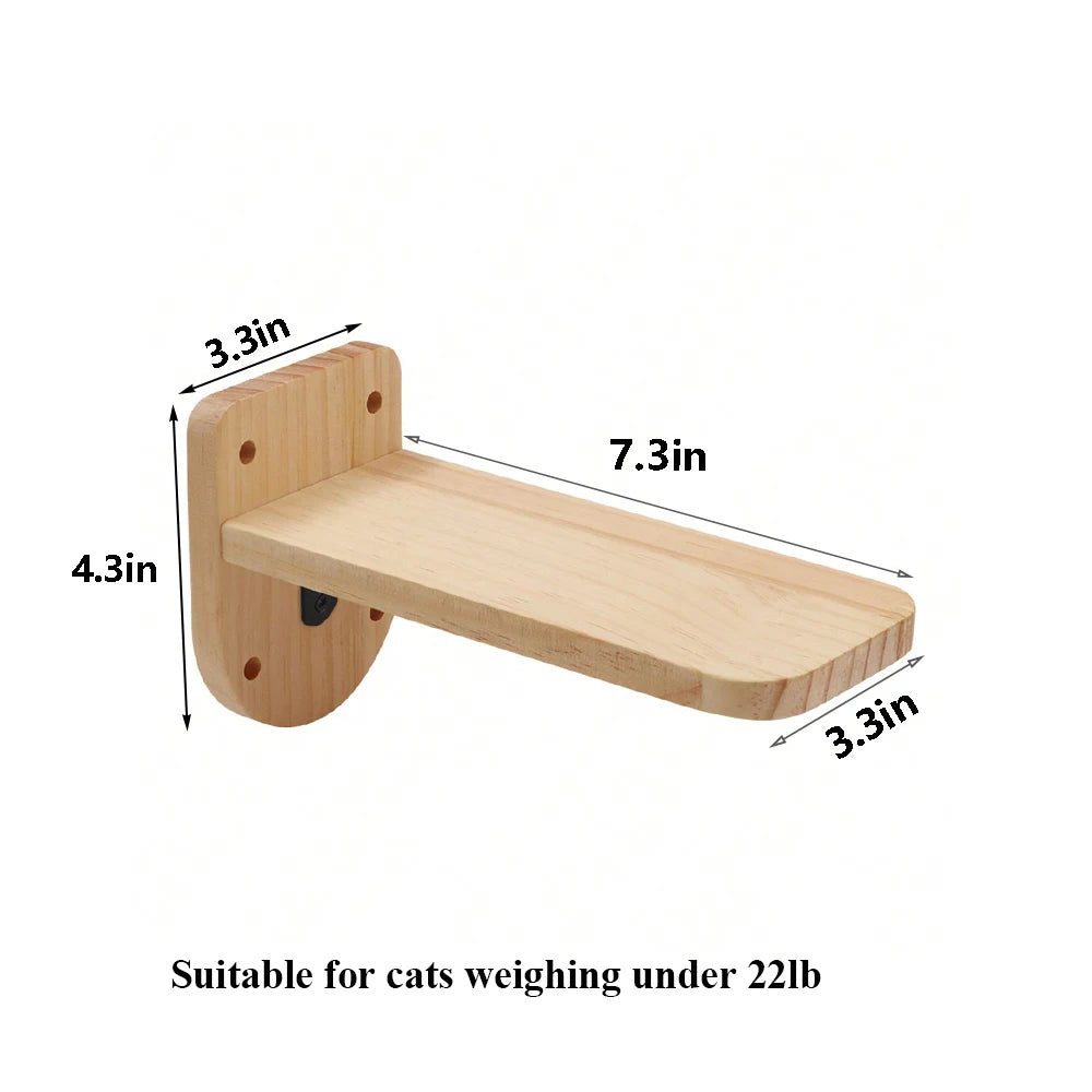 Wall Mounted Cat Climbing Shelves; Wooden Floating Perch Set for Indoor Cats