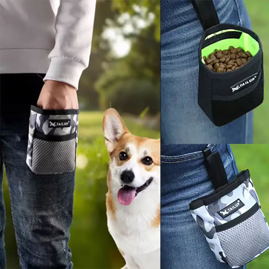 Dog Training Treat Pocket Pouch; Portable Hands-Free Reward Bag with Waist Clip