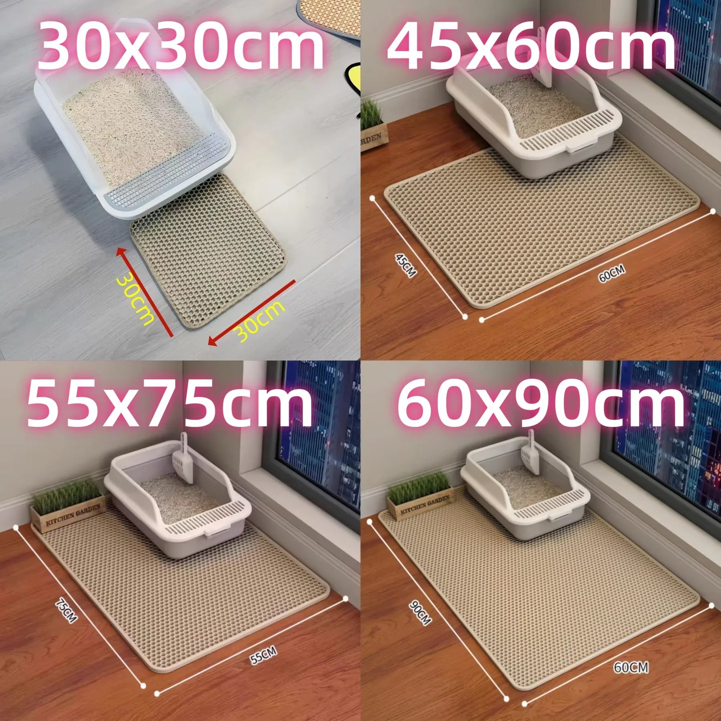 Double Layer Honeycomb Cat Litter Mat; Waterproof Litter Trapping Pad