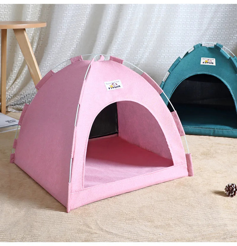Foldable Pet Tent Bed; Portable Indoor Teepee House for Cats & Small Dogs