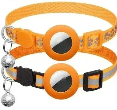 Reflective Apple AirTag Dog Collar; Adjustable Heavy Duty Anti-Loss Safety Collar