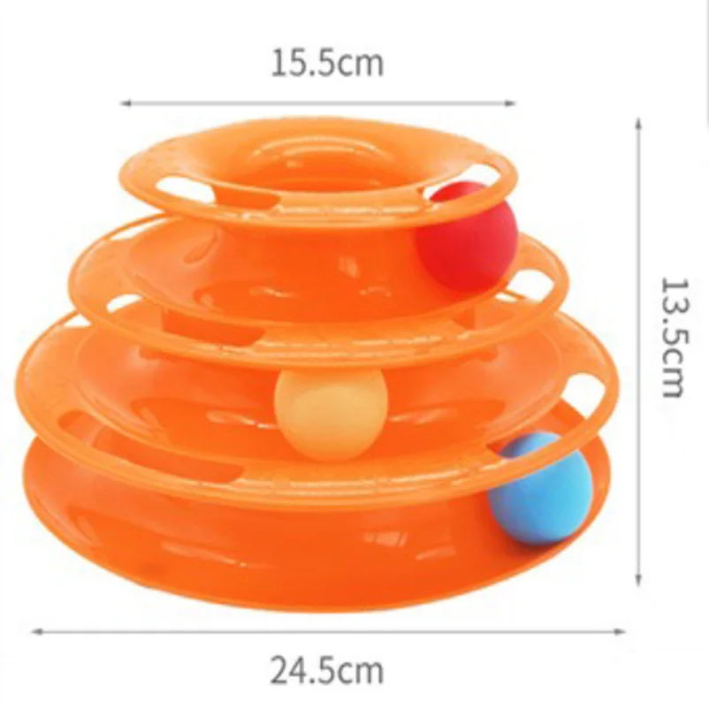 Multi-Layer Cat Tower Track Toy; Interactive Roller Ball Enrichment Toy for Bored Cats