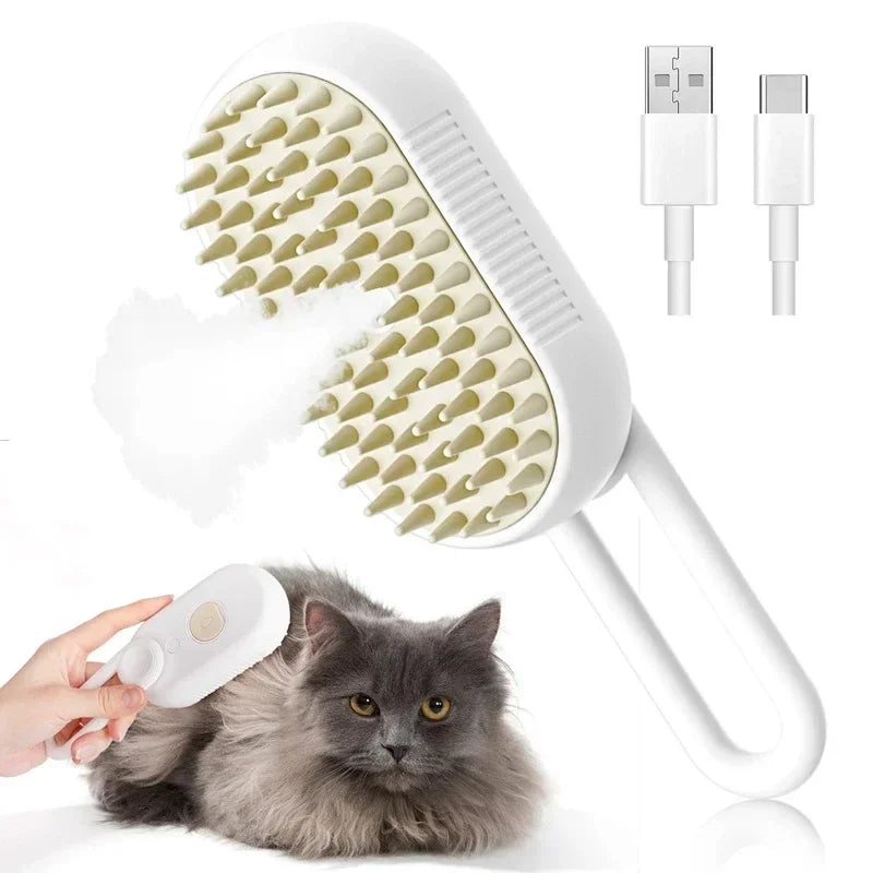 Pet Grooming Mist Comb; 3-in-1 Electric Shedding Slicker Brush for Cats & Dogs