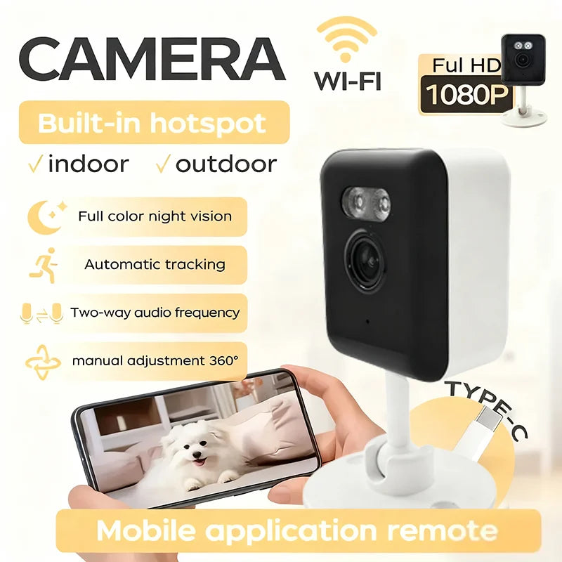 WiFi Smart Pet Camera; 1080p Night Vision Dog Monitor with Two-Way Audio