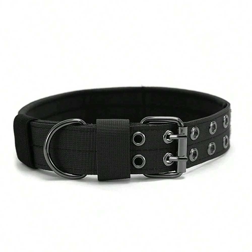 Military Tactical Dog Collar; Heavy Duty Nylon Training Collar with Control Handle