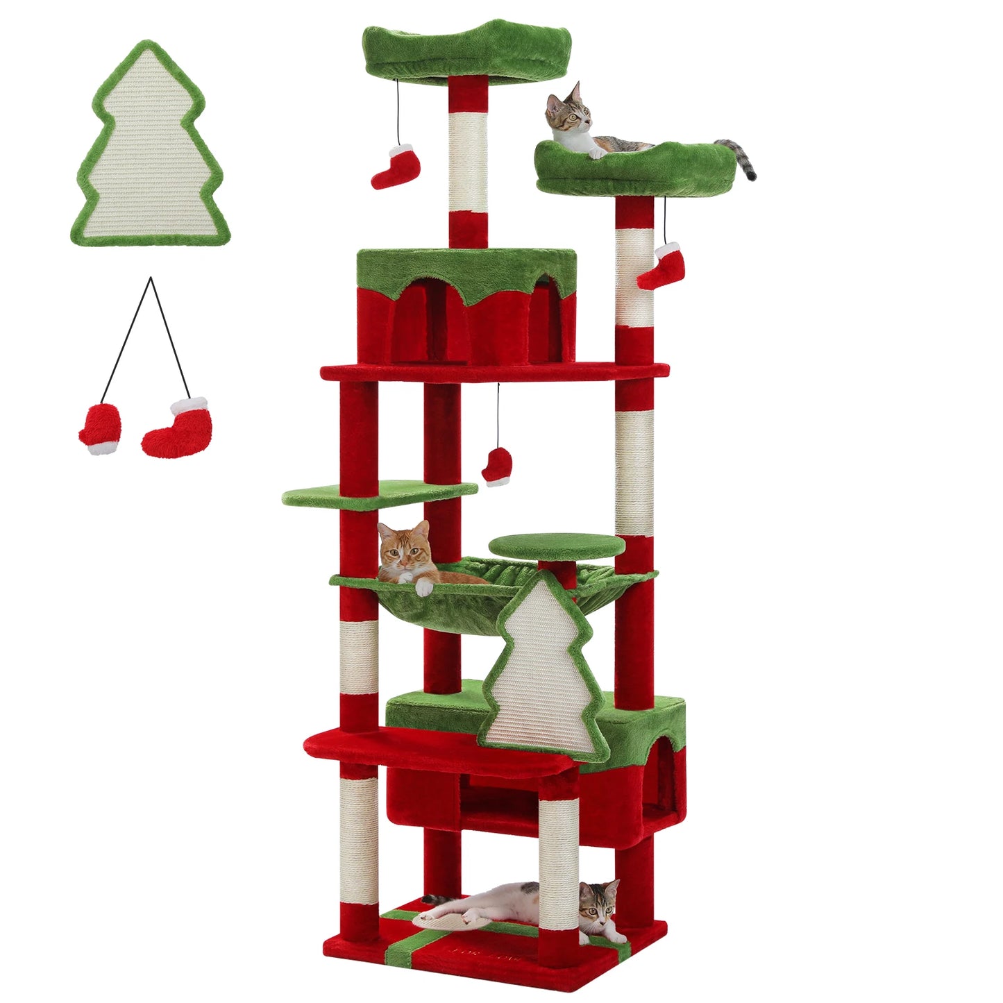 Multi-Level Large Cat Tree Tower; Indoor Cat Condo with Scratching Posts & Hammock