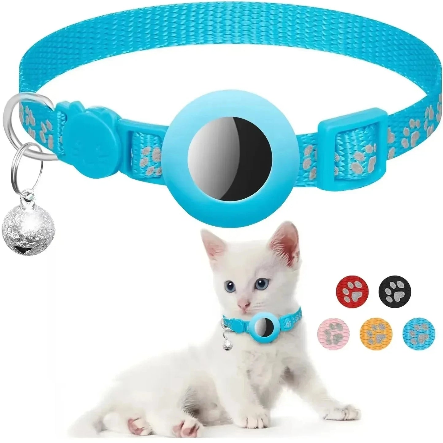 Reflective Apple AirTag Dog Collar; Adjustable Heavy Duty Anti-Loss Safety Collar