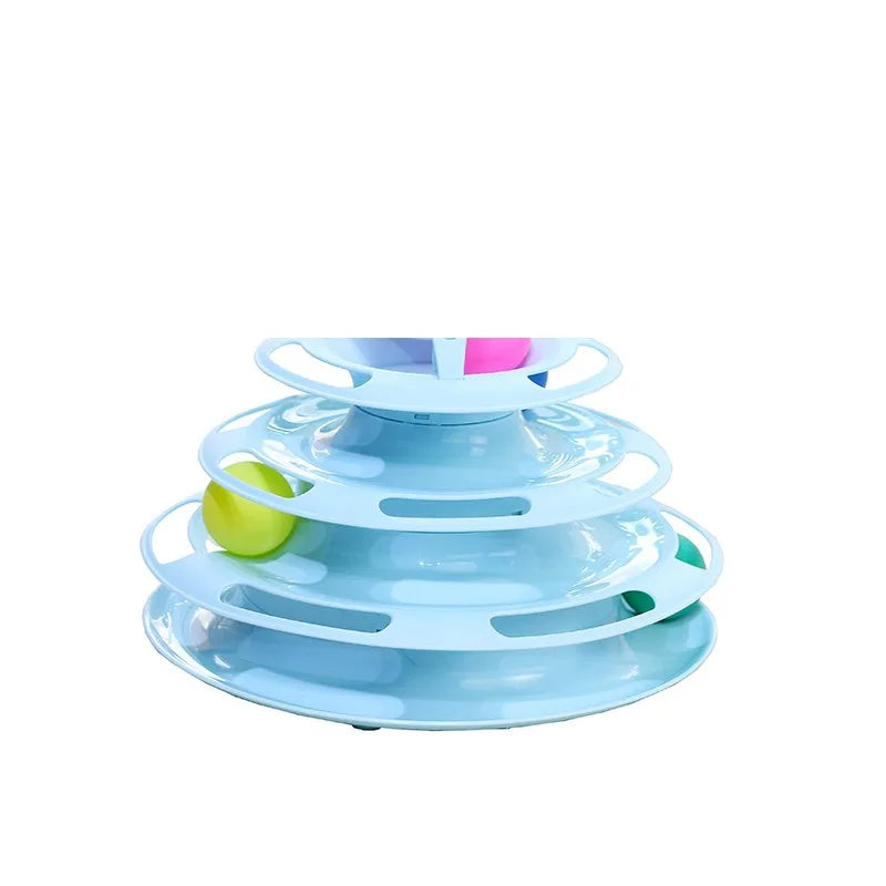 Multi-Layer Cat Tower Track Toy; Interactive Roller Ball Enrichment Toy for Bored Cats