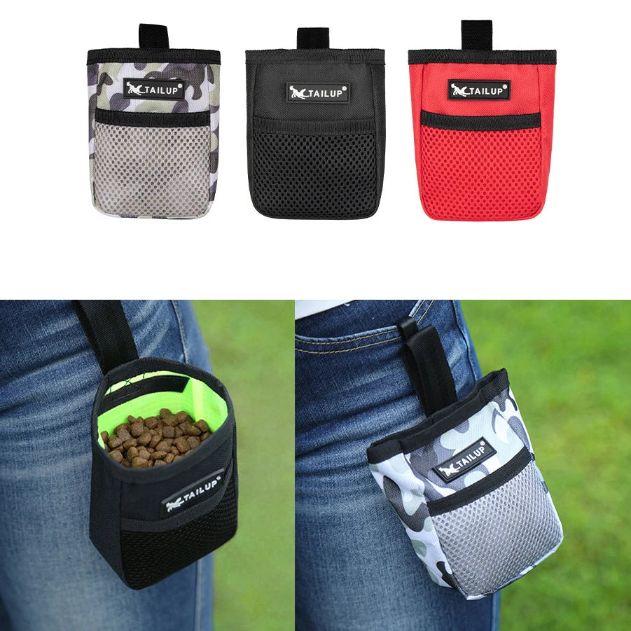 Dog Training Treat Pocket Pouch; Portable Hands-Free Reward Bag with Waist Clip