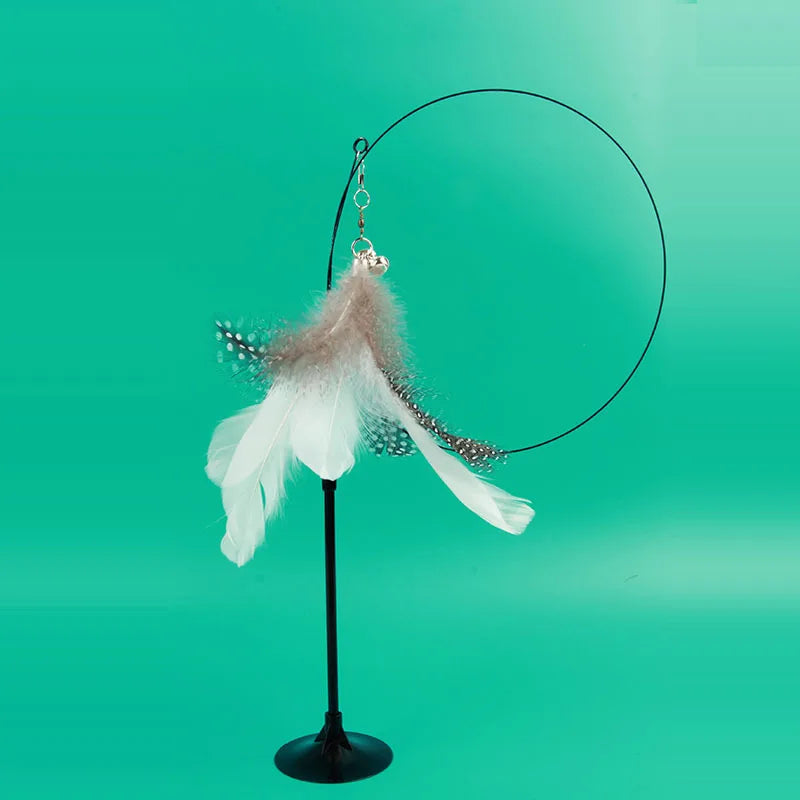 Interactive Feather Bell Cat Toy; Fluttering Exercise Teaser Toy for Indoor Kittens