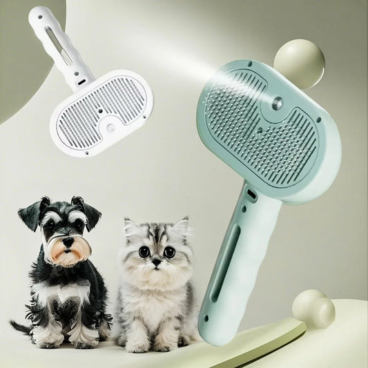 Pet Grooming Mist Comb; 3-in-1 Electric Shedding Slicker Brush for Cats & Dogs