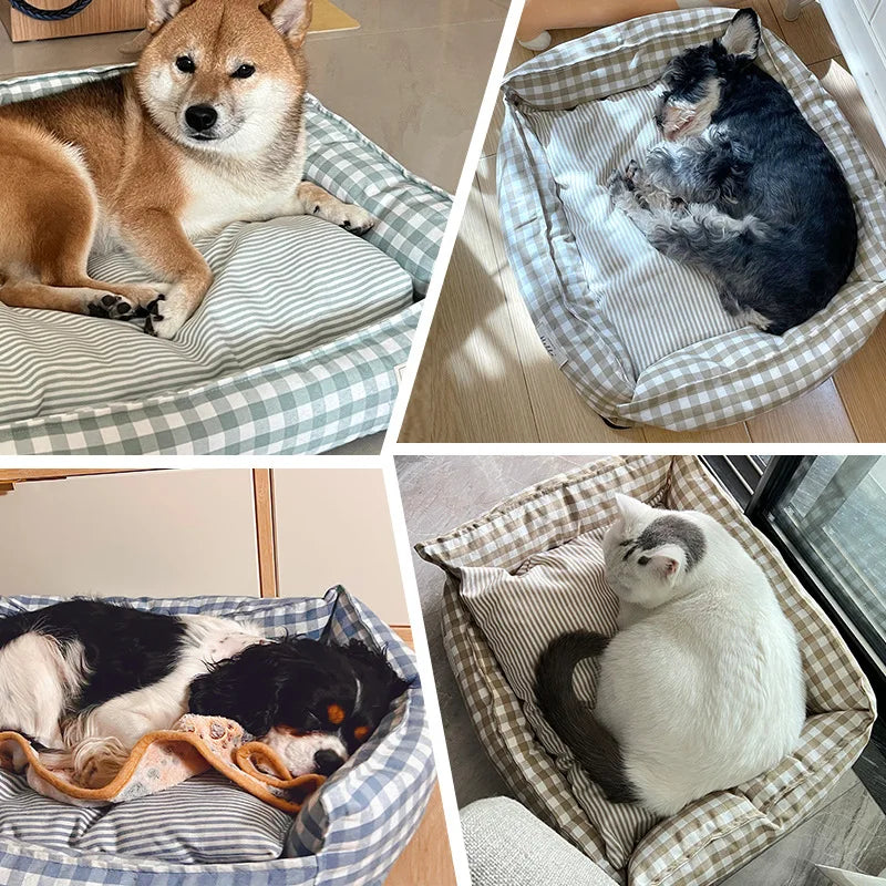 Ultra-Soft Plush Pet Sofa Bed; Orthopedic Bolster Couch Cushion for Dogs & Cats