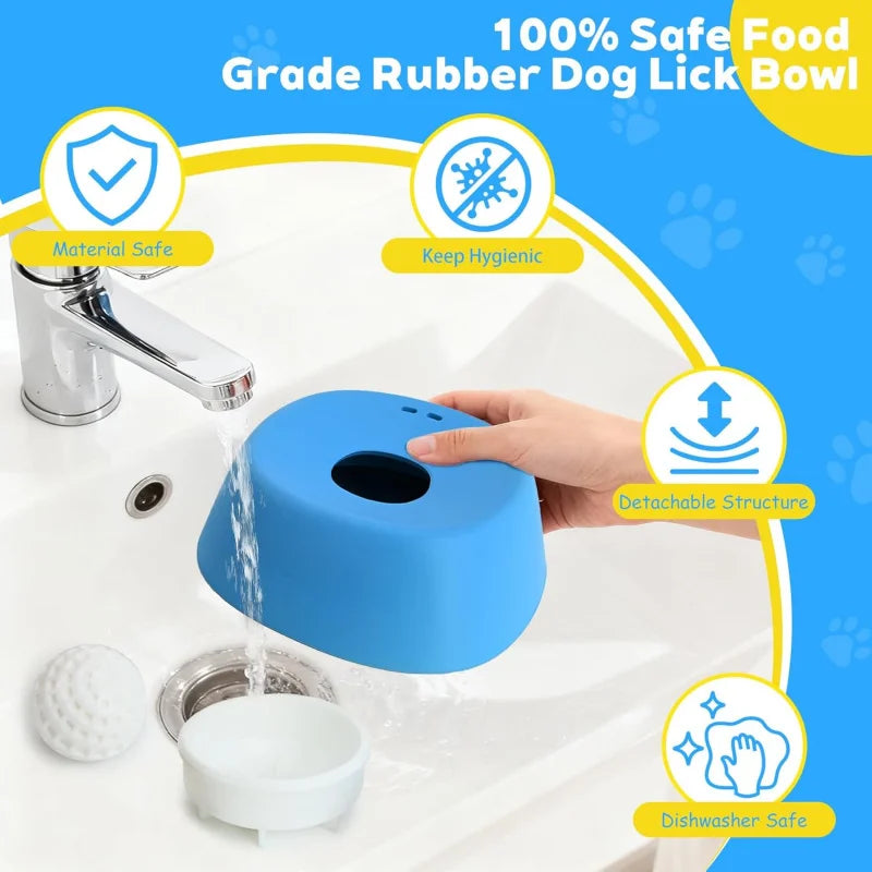 Rotating Center Liquid Slow Feeder Bowl; Interactive Lick Mat Bowl for Wet Food