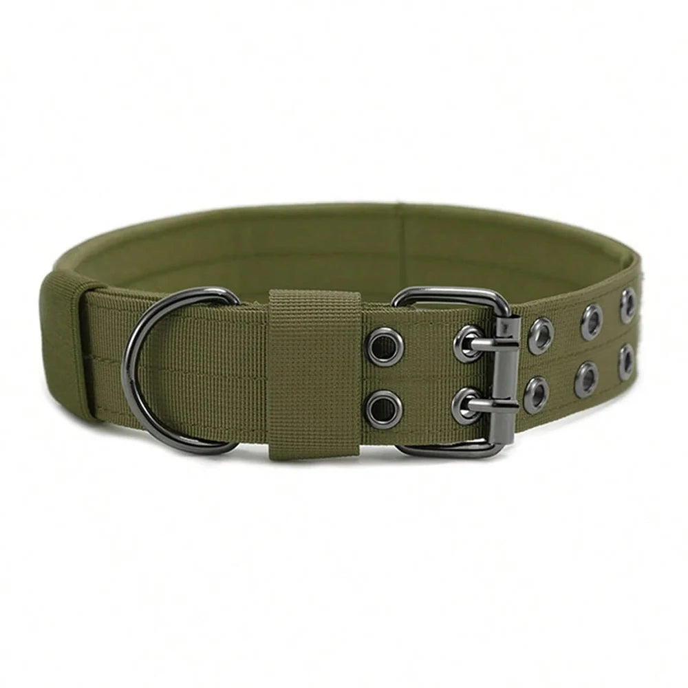 Military Tactical Dog Collar; Heavy Duty Nylon Training Collar with Control Handle