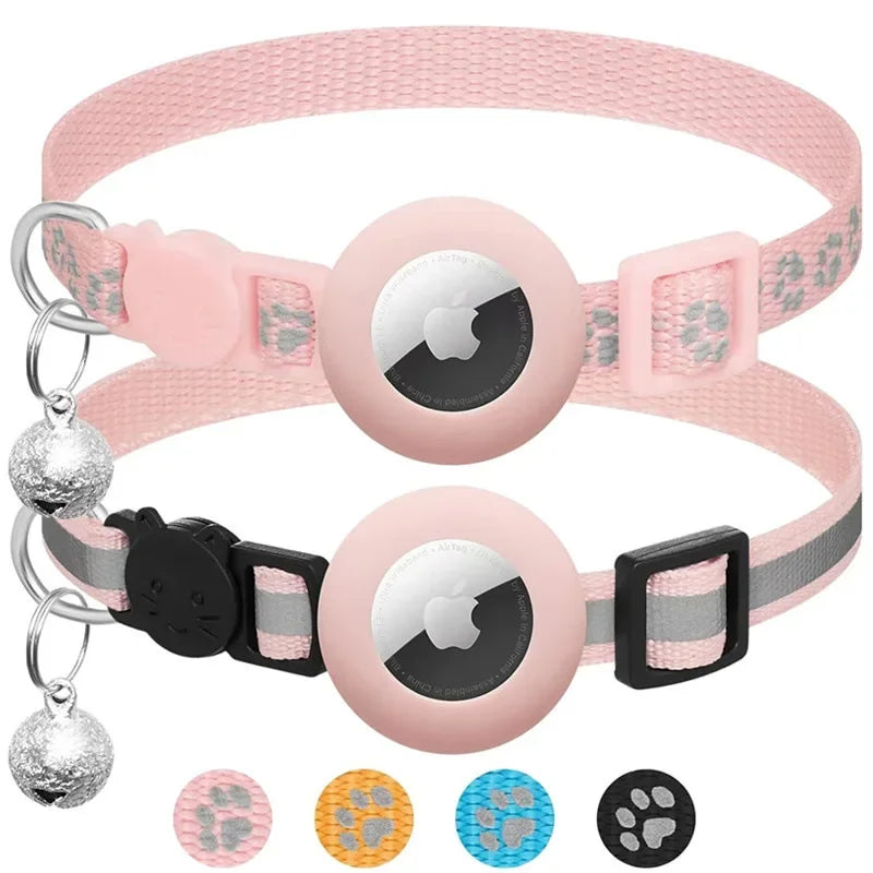 Reflective Apple AirTag Dog Collar; Adjustable Heavy Duty Anti-Loss Safety Collar