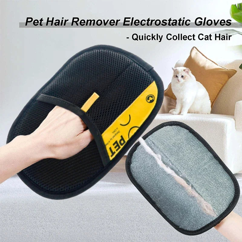 Gentle Pet Hair Remover Gloves; Efficient Deshedding & Grooming Mitts for Cats & Dogs