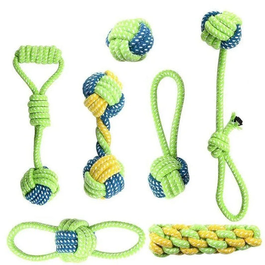 Heavy Duty Rope Toy Set for Dogs; Cotton Chew Toys for Teething & Aggressive Chewers