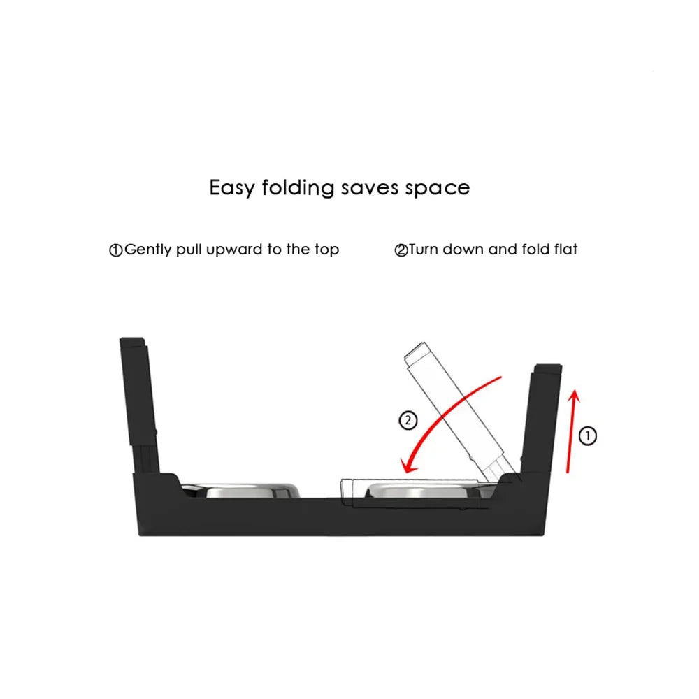 Adjustable Elevated Pet Feeder Stand; Raised Wooden Stand with Stainless Steel Bowls