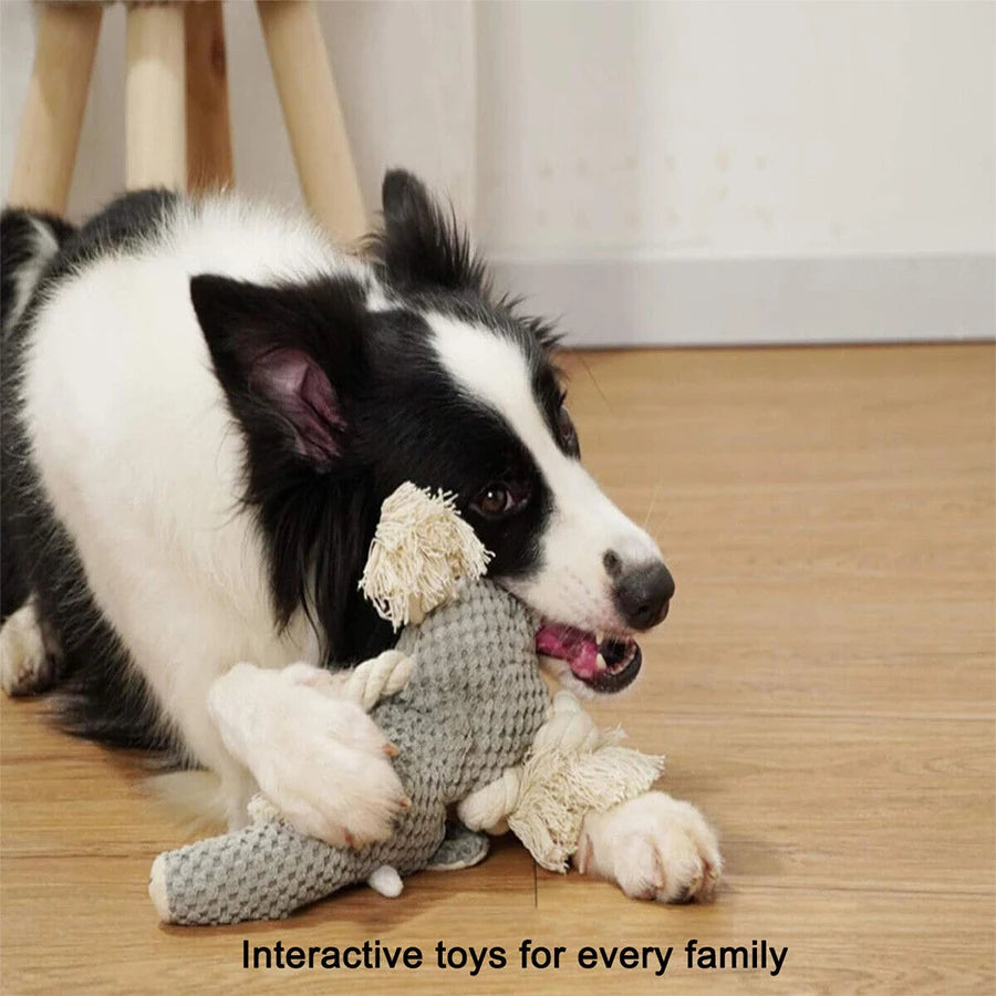 Plush Animal Crinkle Dog Toy; Soft Squeaky Chew Toy