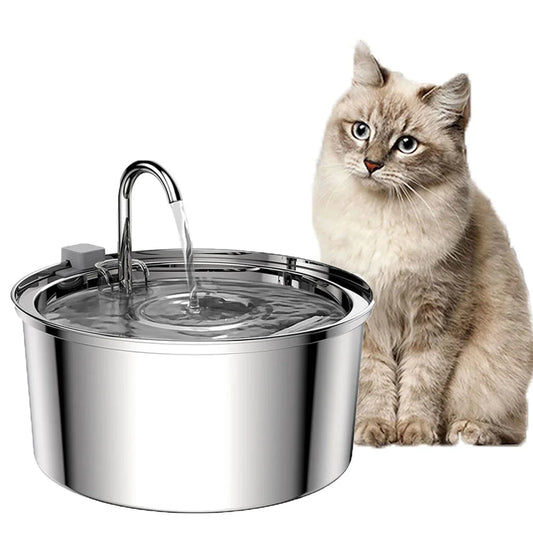 Stainless Steel Pet Water Fountain; Ultra-Quiet Automatic Dog & Cat Dispenser