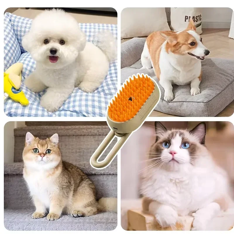 Pet Grooming Mist Comb; 3-in-1 Electric Shedding Slicker Brush for Cats & Dogs