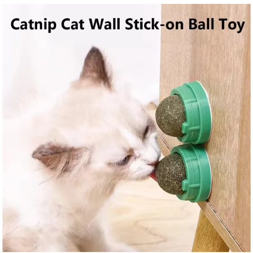 Rotating Catnip Wall Ball; Mountable Lickable Silvervine & Gall Fruit Treat