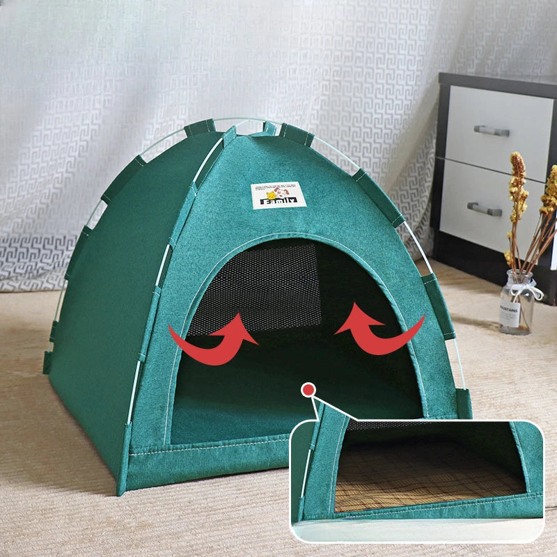 Foldable Pet Tent Bed; Portable Indoor Teepee House for Cats & Small Dogs