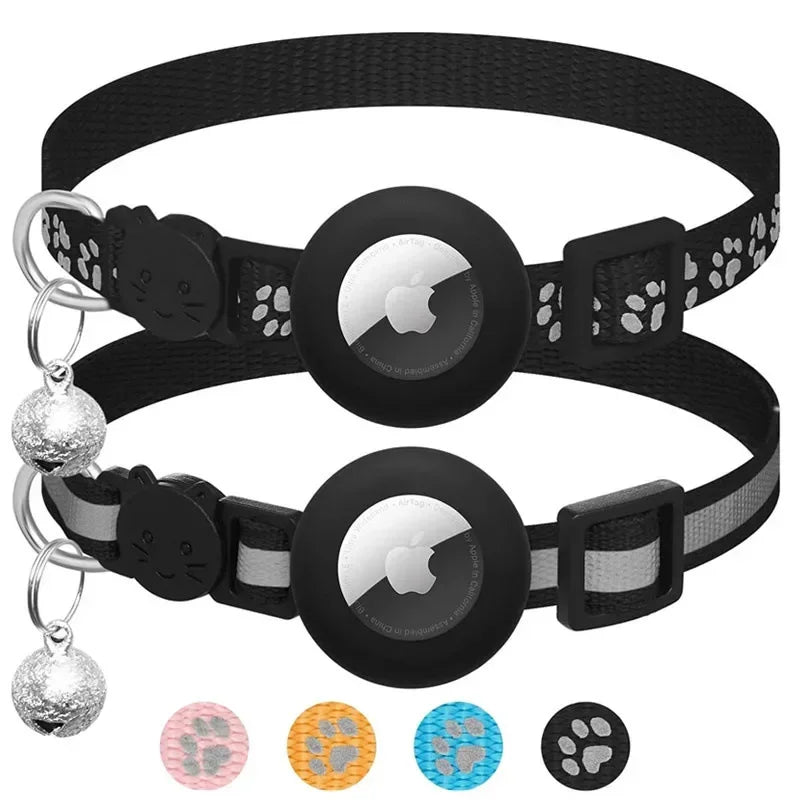 Reflective Apple AirTag Dog Collar; Adjustable Heavy Duty Anti-Loss Safety Collar