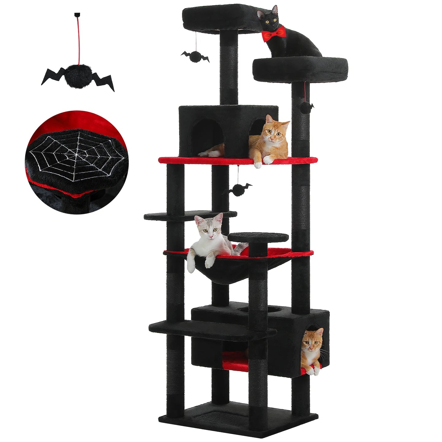 Multi-Level Large Cat Tree Tower; Indoor Cat Condo with Scratching Posts & Hammock