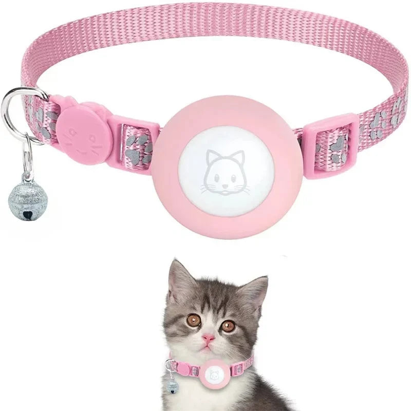 Reflective Apple AirTag Dog Collar; Adjustable Heavy Duty Anti-Loss Safety Collar