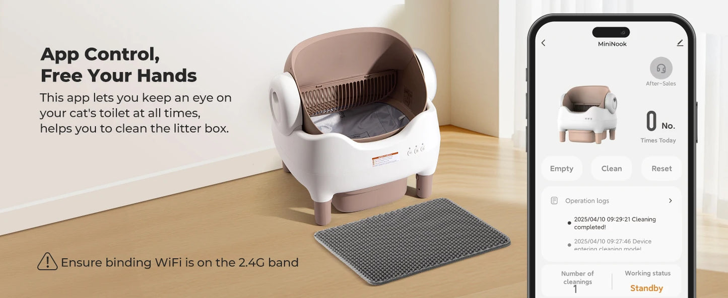 Automatic Self-Cleaning Cat Litter Box; Hands-Free Multi-Cat Electric Litter Box