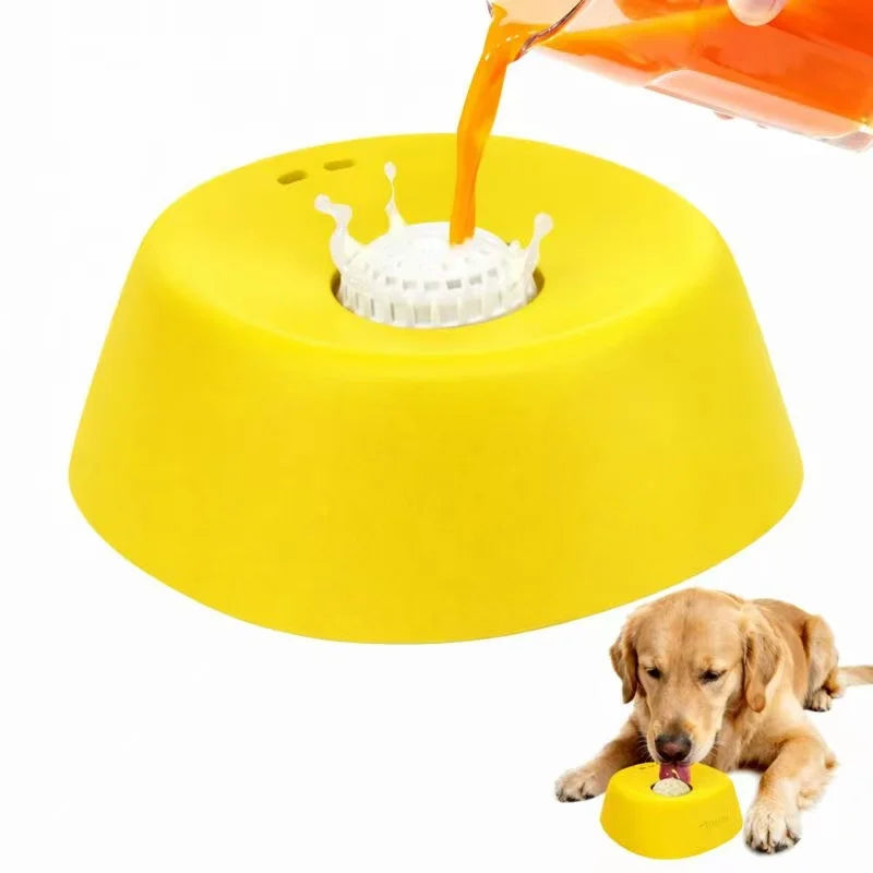 Rotating Center Liquid Slow Feeder Bowl; Interactive Lick Mat Bowl for Wet Food