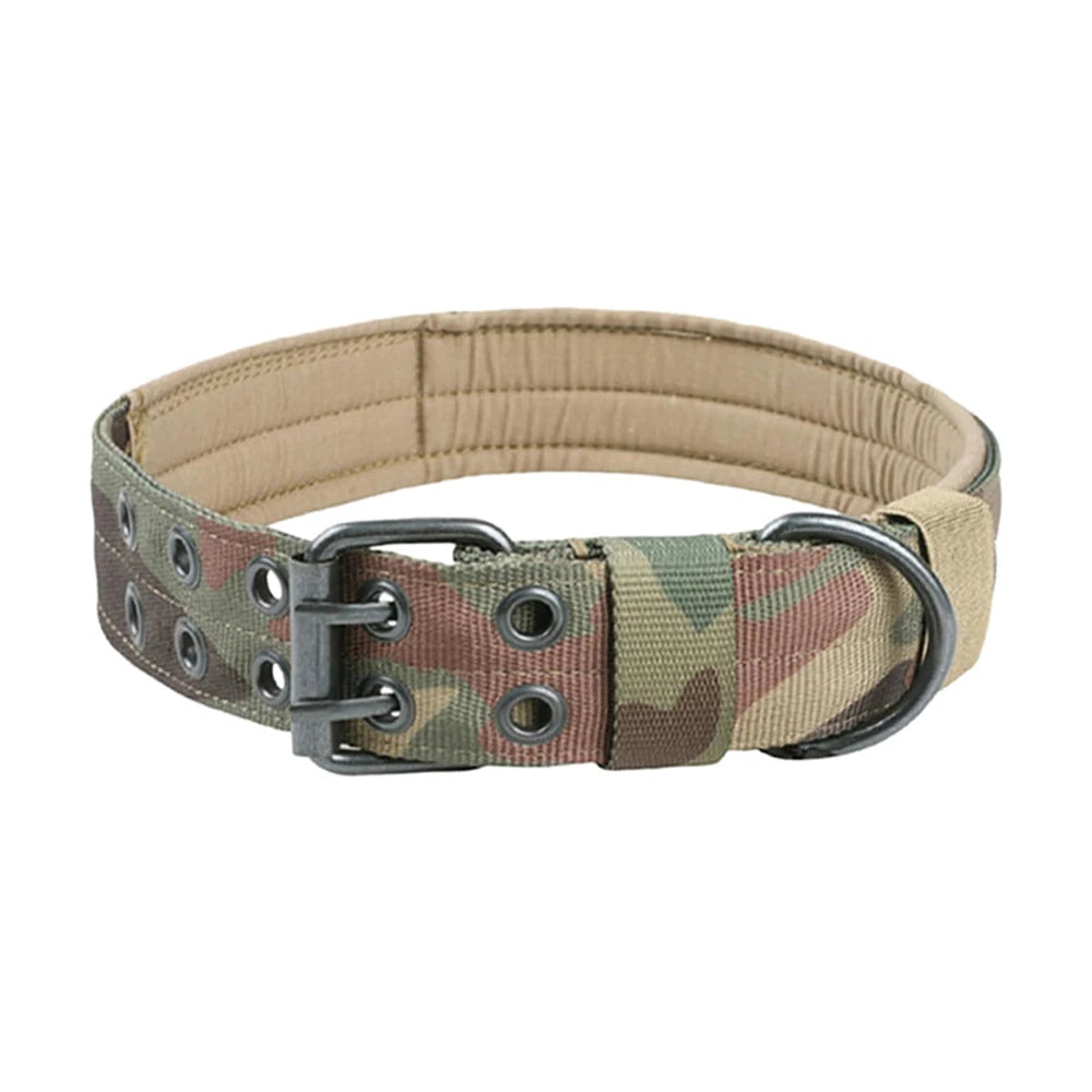 Military Tactical Dog Collar; Heavy Duty Nylon Training Collar with Control Handle