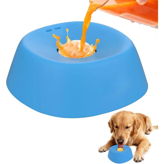 Rotating Center Liquid Slow Feeder Bowl; Interactive Lick Mat Bowl for Wet Food