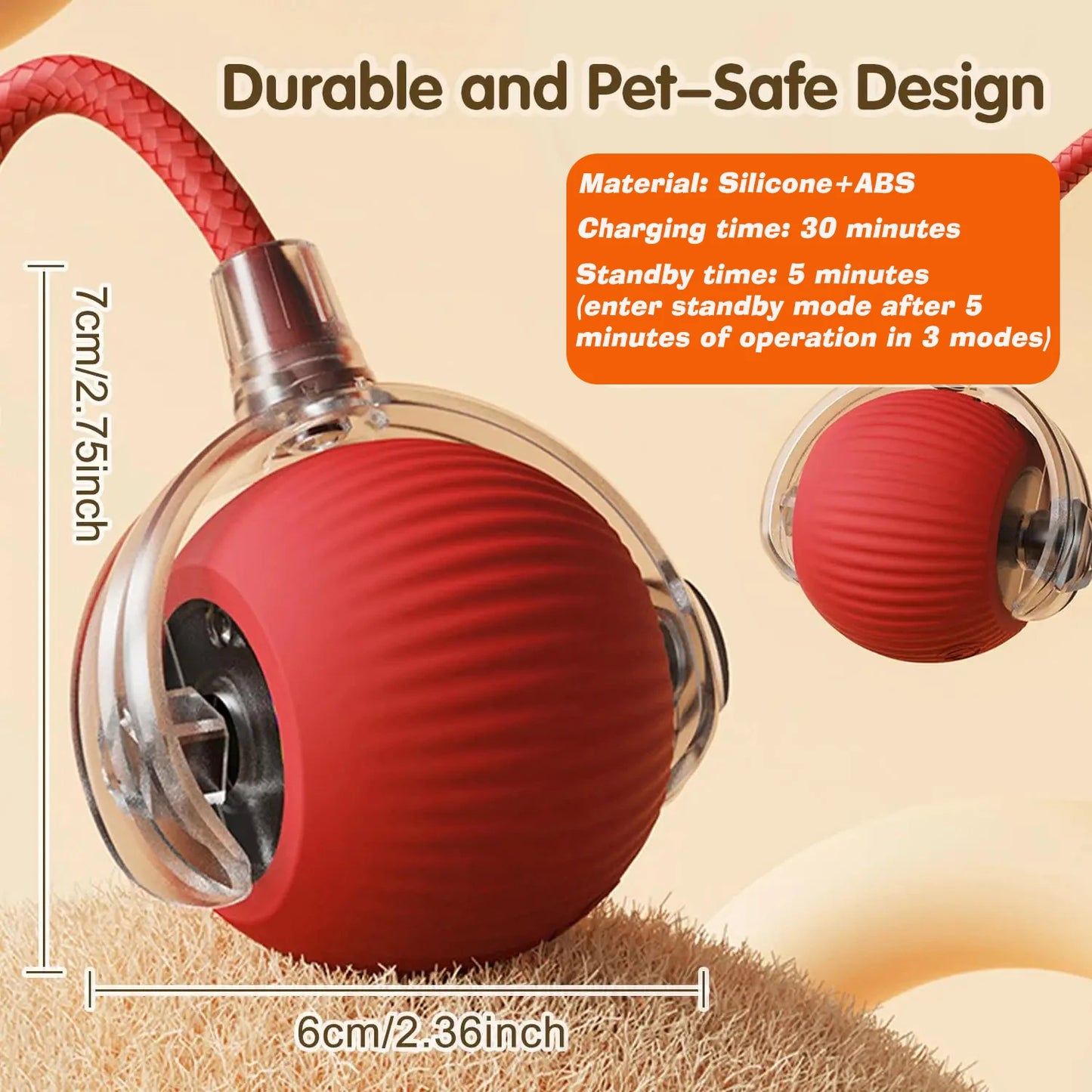 Smart Automatic Rolling Ball Cat Toy; USB Rechargeable Self-Moving Interactive Toy