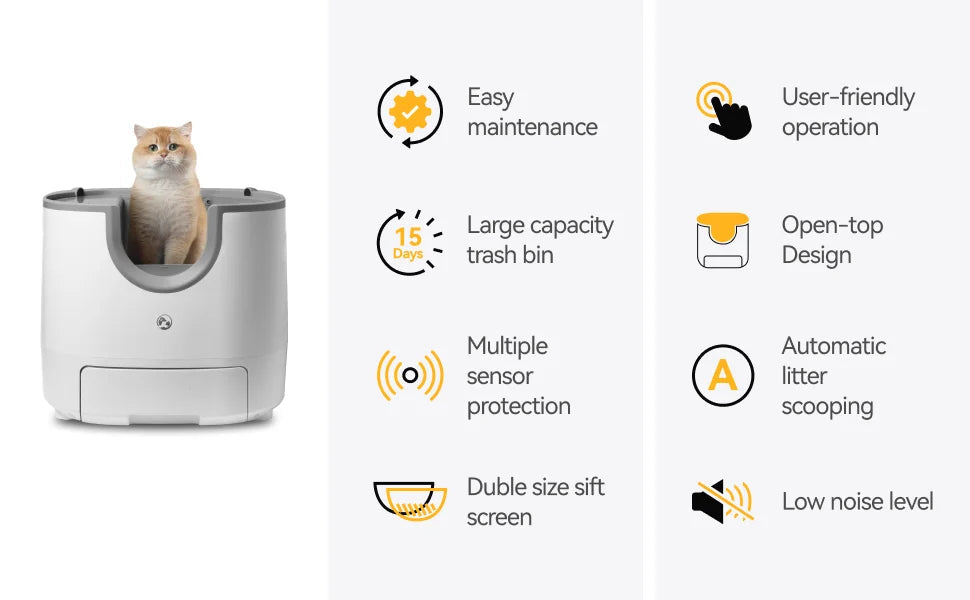 Smart Automatic Self-Cleaning Litter Box; App-Controlled Odor Control Cat Toilet