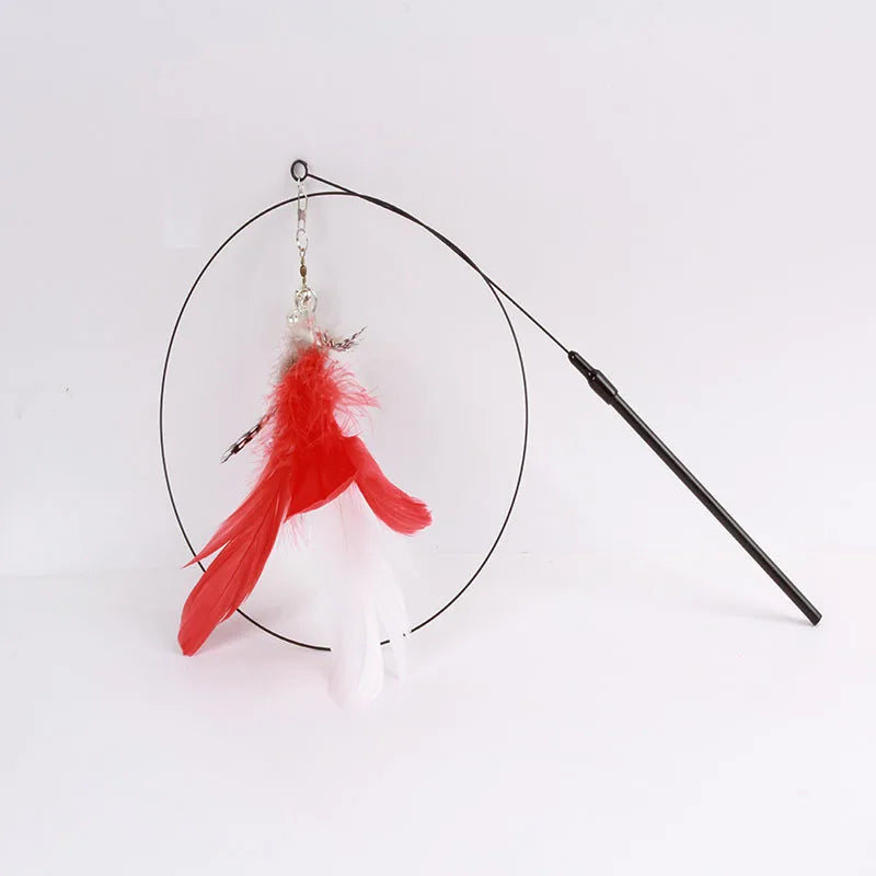 Interactive Feather Bell Cat Toy; Fluttering Exercise Teaser Toy for Indoor Kittens