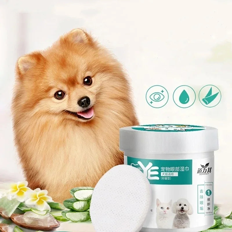 Premoistened Pet Eye Cleaning Wipes (130 Count); Gentle Tear Stain Remover Pads