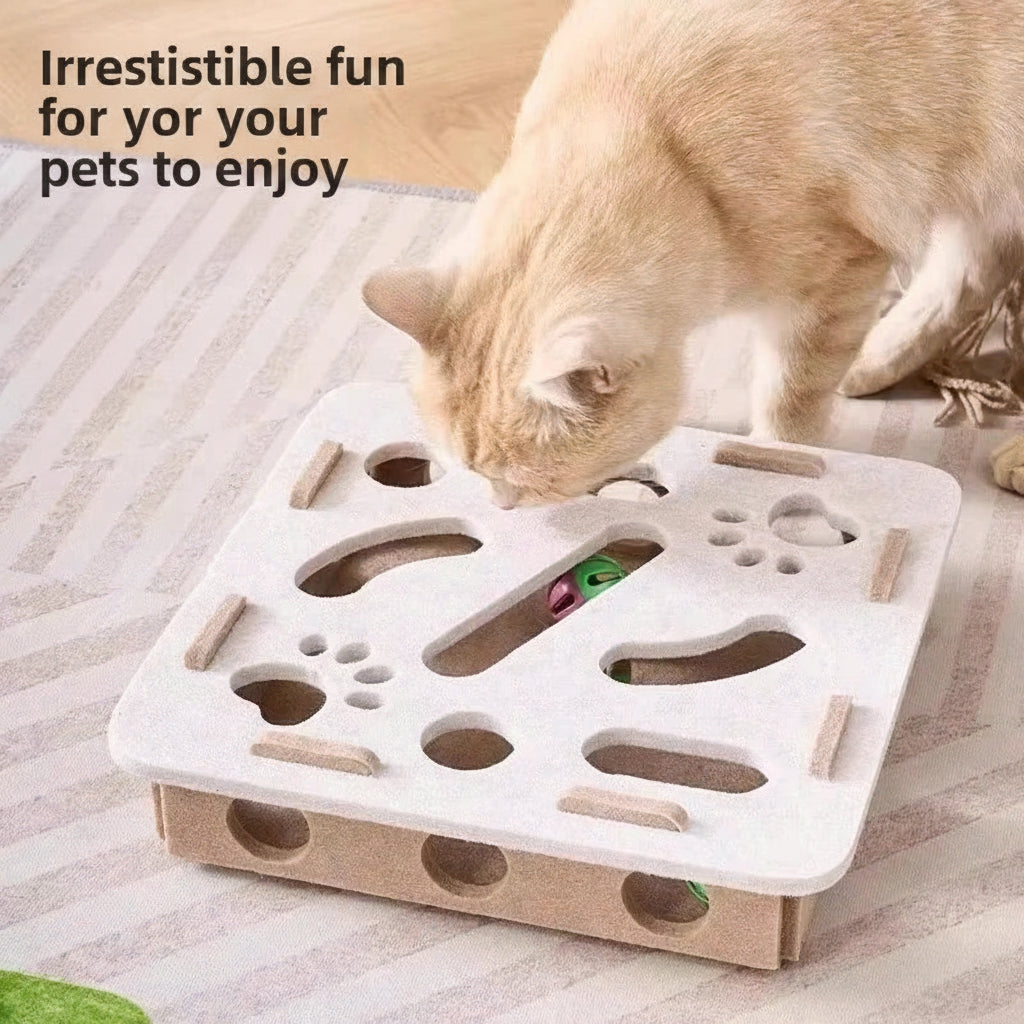 Felt Puzzle Toy Box for Cats; Interactive Foraging Treat & Hidden Toy Enrichment Box