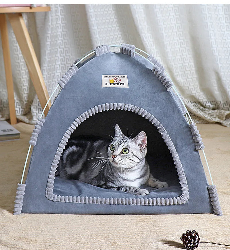 Foldable Pet Tent Bed; Portable Indoor Teepee House for Cats & Small Dogs