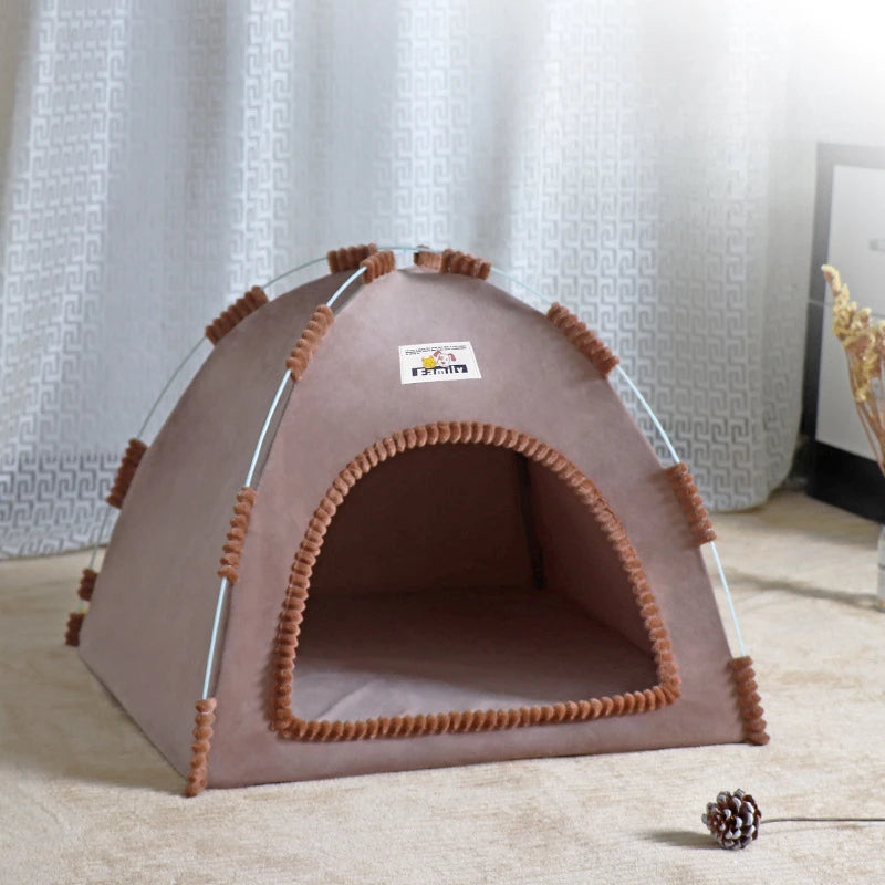 Foldable Pet Tent Bed; Portable Indoor Teepee House for Cats & Small Dogs