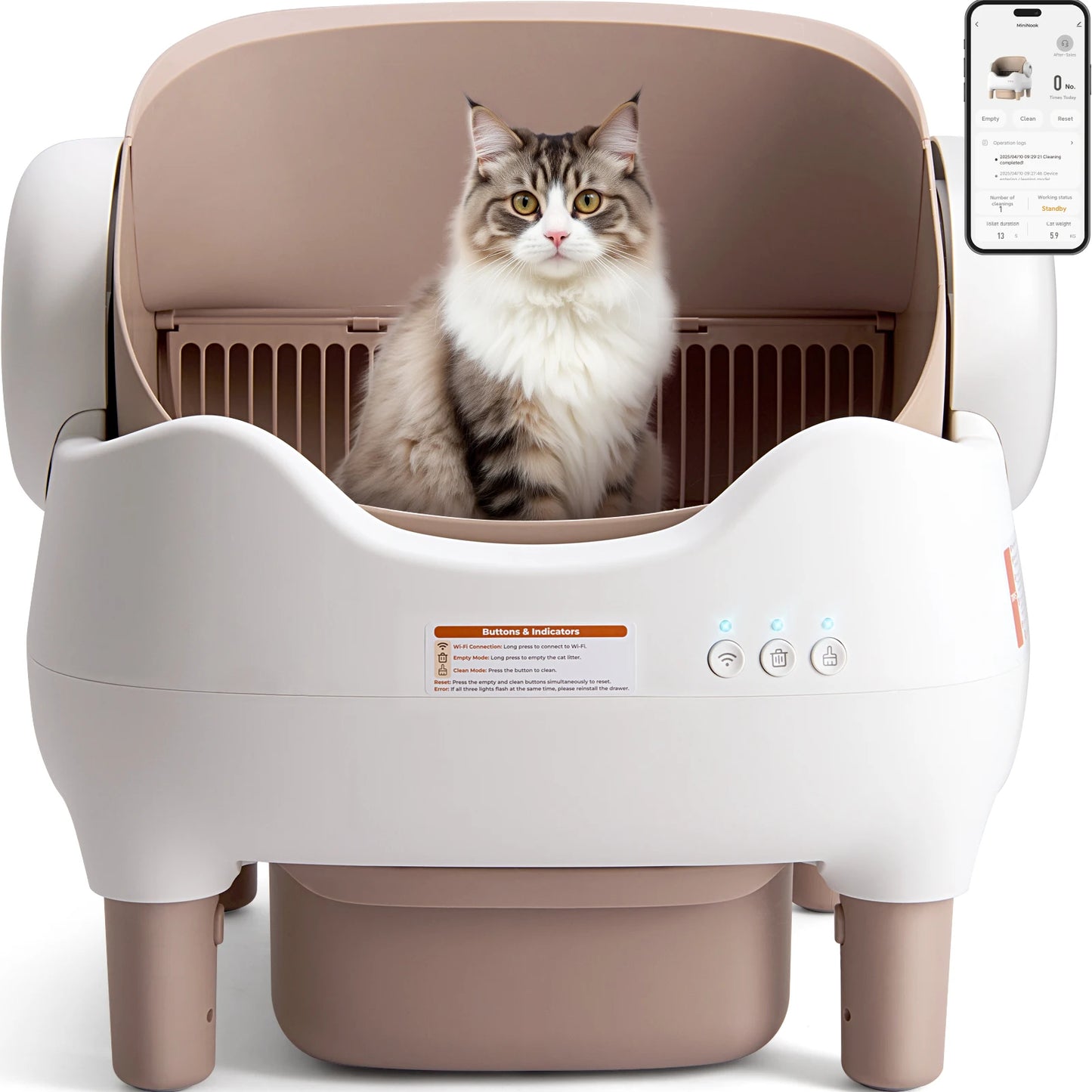 Automatic Self-Cleaning Cat Litter Box; Hands-Free Multi-Cat Electric Litter Box
